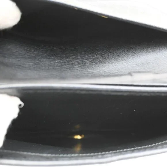 CHRISTIAN DIOR Logo Honey Comb Mini Shoulder Bag PVC Leather Black